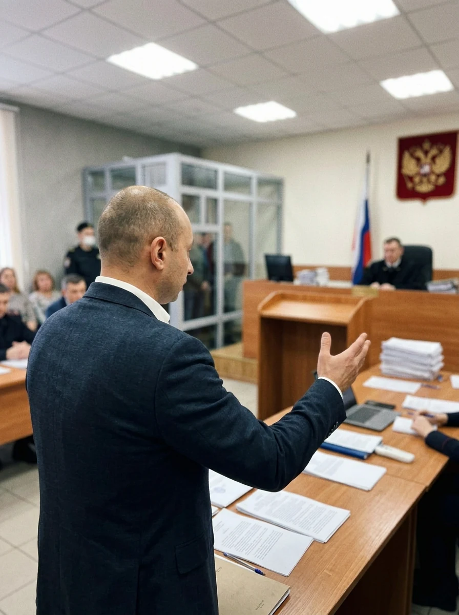 Сцена выступления в зале суда